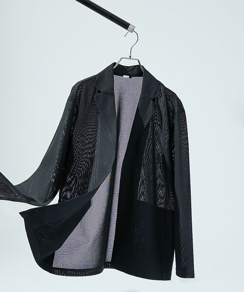 ABAHOUSE / アバハウス カーディガン・ボレロ | 【シアー素材】SHARIR JERSEY ラペル カーディガン / 吸水速乾 軽(ダークネイビー)