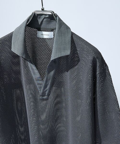ABAHOUSE / アバハウス ポロシャツ | スキッパー メッシュニット ポロシャツ | 詳細2