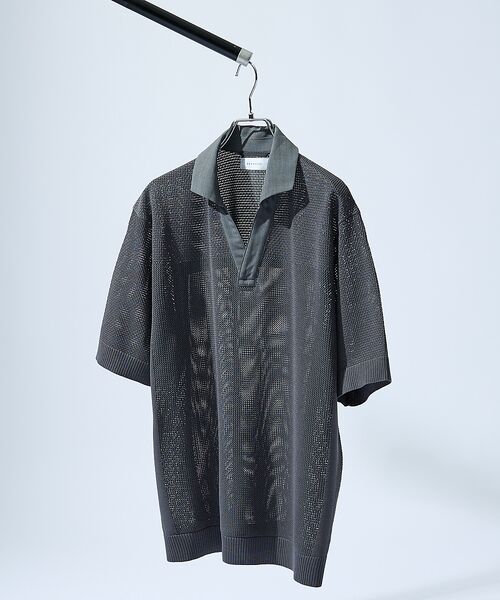 ABAHOUSE / アバハウス ポロシャツ | スキッパー メッシュニット ポロシャツ | 詳細3