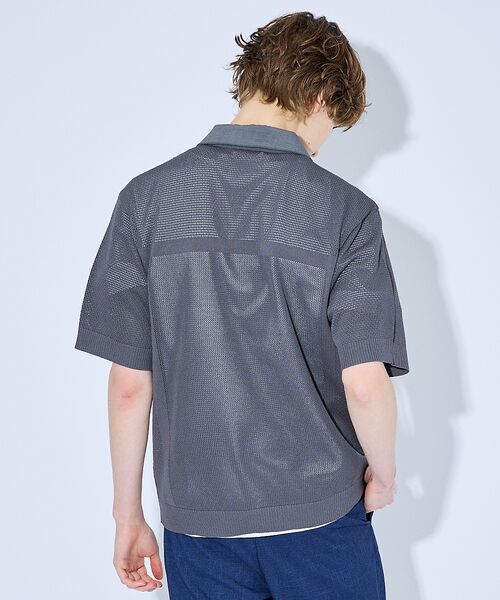ABAHOUSE / アバハウス ポロシャツ | スキッパー メッシュニット ポロシャツ | 詳細6