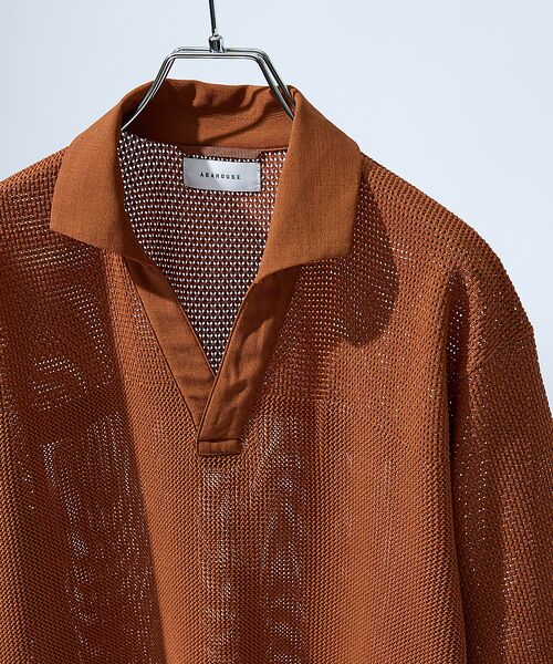 ABAHOUSE / アバハウス ポロシャツ | スキッパー メッシュニット ポロシャツ | 詳細9