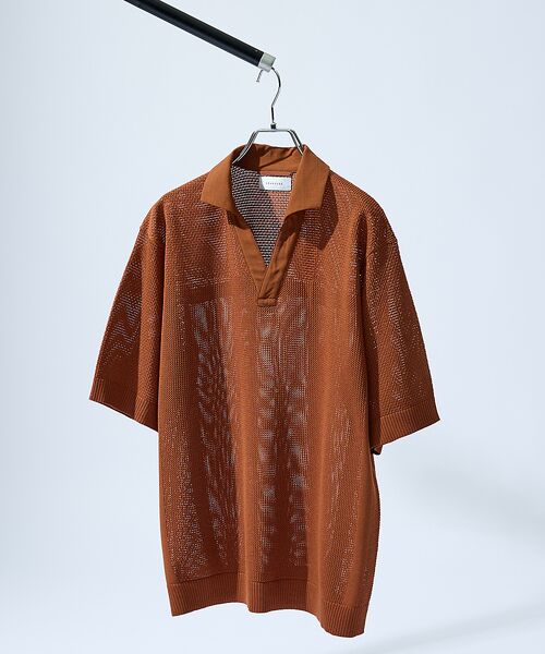 ABAHOUSE / アバハウス ポロシャツ | スキッパー メッシュニット ポロシャツ | 詳細10