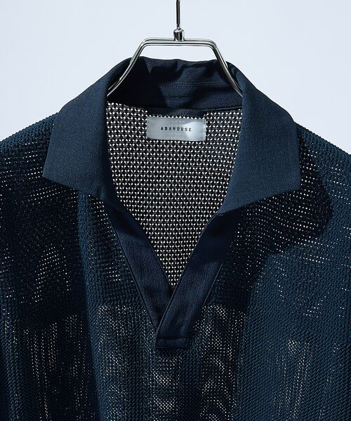 ABAHOUSE / アバハウス ポロシャツ | スキッパー メッシュニット ポロシャツ | 詳細12