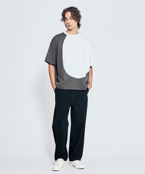 ABAHOUSE / アバハウス Tシャツ | ウズマキ バイカラー 半袖Tシャツ / オーバーサイズ | 詳細1