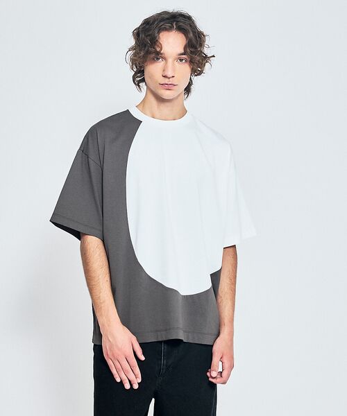 ABAHOUSE / アバハウス Tシャツ | ウズマキ バイカラー 半袖Tシャツ / オーバーサイズ | 詳細6