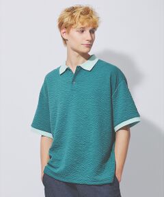 ABAHOUSE / アバハウス ポロシャツ | 【セットアップ対応】ウェーブリンクル　フクレジャガード ポロシャツ/ オーバーサ