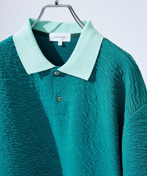 ABAHOUSE / アバハウス ポロシャツ | ウェーブリンクル　フクレジャガード ポロシャツ/ オーバーサイズ/ ストレッチ | 詳細10