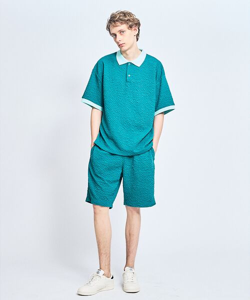 ABAHOUSE / アバハウス ショート・ハーフ・半端丈パンツ | 【セットアップ対応】ウェーブリンクル フクレジャガード ショートパンツ/ オーバ | 詳細16