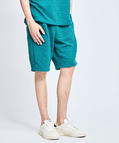 ABAHOUSE / アバハウス ショート・ハーフ・半端丈パンツ | 【セットアップ対応】ウェーブリンクル フクレジャガード ショートパンツ/ オーバ | 詳細17