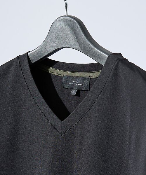 ABAHOUSE / アバハウス Tシャツ | 【定番】ドレスポンチ Vネック 半袖Tシャツ / ストレッチ 冷涼感(ブラック)