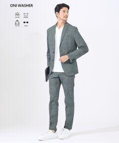 ABAHOUSE / アバハウス テーラードジャケット | 【上下2点セット / 軽量 / ハイパーストレッチ】ワッシャー プリント ジャケ