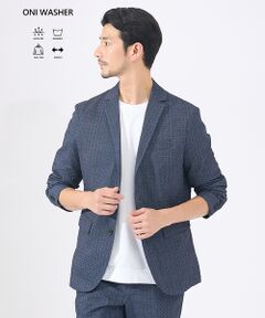 ABAHOUSE / アバハウス テーラードジャケット | 【セットアップ対応 / 軽量 / ハイパーストレッチ】ワッシャー プリント ジャ