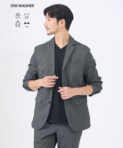 ABAHOUSE / アバハウス テーラードジャケット | 【セットアップ対応 / 軽量 / ハイパーストレッチ】ワッシャー プリント ジャ