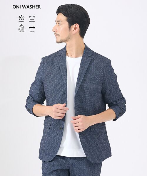 ABAHOUSE/アバハウス 【セットアップ対応 / 軽量 / ハイパーストレッチ】ワッシャー プリント ジャ ネイビー 48 ABAHOUSE/アバハウス 【セットアップ対応 / 軽量 / ハイパーストレッチ】ワッシャー プリント ジャ ネイビー 48