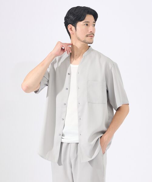 ABAHOUSE / アバハウス シャツ・ブラウス | 【AH ABAHOUSE/セットアップ対応】アムンゼン キーネック 半袖シャツ | 詳細3