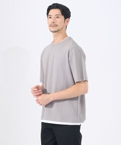 ABAHOUSE / アバハウス Tシャツ | 【レイヤード】ストライプ ジャガード 半袖Tシャツ