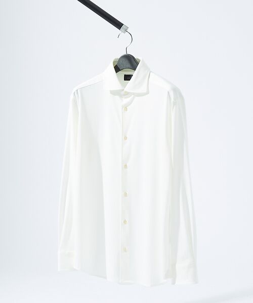 ABAHOUSE/アバハウス 【接触冷感】アイスピケ ストレッチ 長袖シャツ / FLEX SHIRTS ホワイト 44 ABAHOUSE/アバハウス 【接触冷感】アイスピケ ストレッチ 長袖シャツ / FLEX SHIRTS ホワイト 44