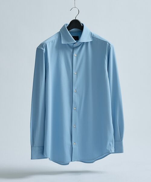 ABAHOUSE / アバハウス シャツ・ブラウス | 【接触冷感】アイスピケ ストレッチ 長袖シャツ / FLEX SHIRTS（ライトブルー）