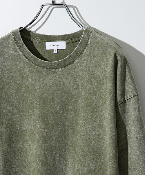ABAHOUSE / アバハウス Tシャツ | 【ピグメント加工】クルーネック半袖Tシャツ(カーキ)