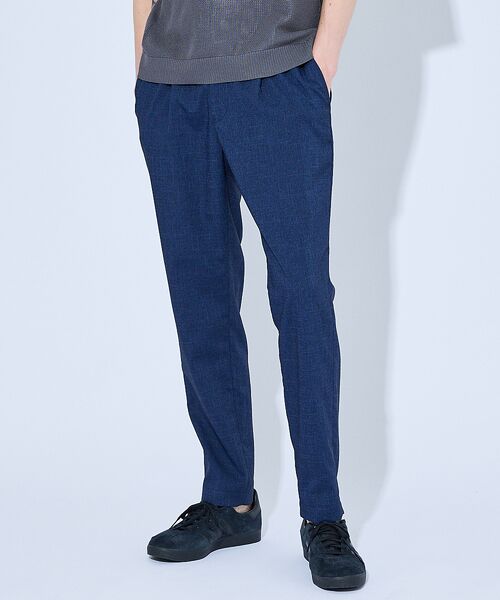 ABAHOUSE / アバハウス パンツ | ウールフェイス&ドライタッチ 1プリーツ イージーパンツ / スリムテーパード(ブルー)