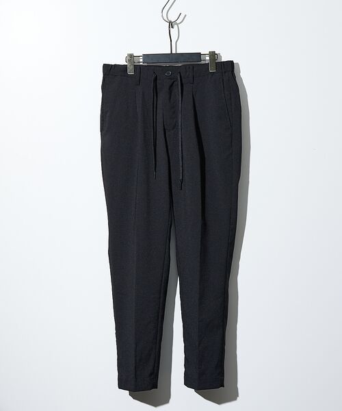 ABAHOUSE / アバハウス パンツ | ウールフェイス&ドライタッチ 1プリーツ イージーパンツ / スリムテーパード(ブラック)