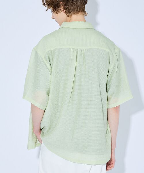 ABAHOUSE / アバハウス シャツ・ブラウス | スーパーシアー ラメドビー 半袖シャツ / オーバーサイズ | 詳細14
