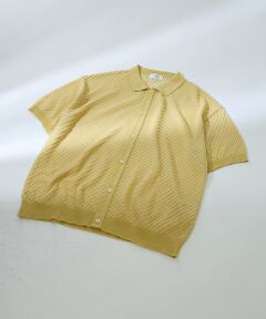 ABAHOUSE / アバハウス カーディガン・ボレロ | 【透かし編み】バイアス メッシュニットポロ  / ニットシャツ