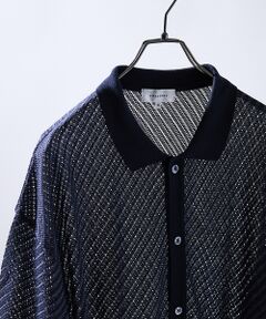 ABAHOUSE / アバハウス カーディガン・ボレロ | 【透かし編み】バイアス メッシュニットポロ  / ニットシャツ