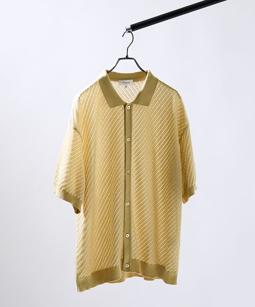 ABAHOUSE / アバハウス カーディガン・ボレロ | 【透かし編み】バイアス メッシュニットポロ  / ニットシャツ | 詳細3