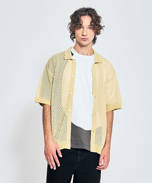 ABAHOUSE / アバハウス カーディガン・ボレロ | 【透かし編み】バイアス メッシュニットポロ  / ニットシャツ | 詳細5