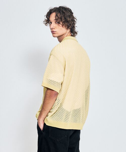 ABAHOUSE / アバハウス カーディガン・ボレロ | 【透かし編み】バイアス メッシュニットポロ  / ニットシャツ | 詳細6