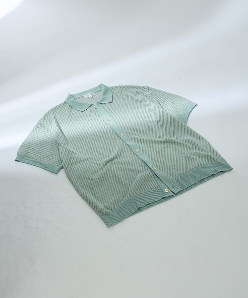 ABAHOUSE / アバハウス カーディガン・ボレロ | 【透かし編み】バイアス メッシュニットポロ  / ニットシャツ | 詳細9