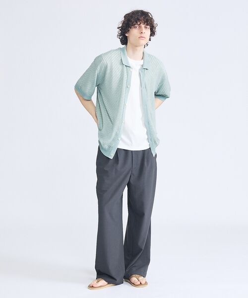 ABAHOUSE / アバハウス カーディガン・ボレロ | 【透かし編み】バイアス メッシュニットポロ  / ニットシャツ【予約】 | 詳細5