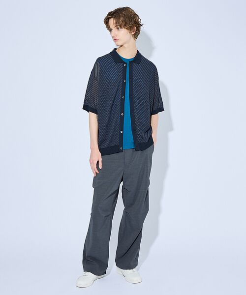 ABAHOUSE / アバハウス カーディガン・ボレロ | 【透かし編み】バイアス メッシュニットポロ  / ニットシャツ | 詳細21