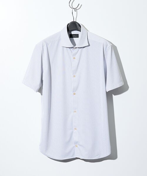 ABAHOUSE/アバハウス ハイストレッチ バックストライプ半袖シャツ【FLEX SHIRTS】 グレー 46 ABAHOUSE/アバハウス ハイストレッチ バックストライプ半袖シャツ【FLEX SHIRTS】 グレー 46
