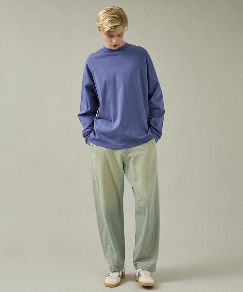 ABAHOUSE / アバハウス Tシャツ | シルケットポンチ モックネック ロンT / オーバーサイズ | 詳細9