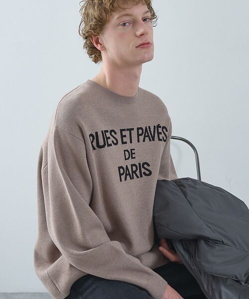 ABAHOUSE / アバハウス ニット・セーター | ジャガードロゴニット プルオーバー / オーバーサイズ / LE TRIO AB | 詳細9