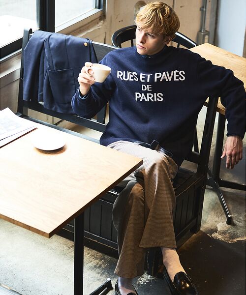 ABAHOUSE / アバハウス ニット・セーター | ジャガードロゴニット プルオーバー / オーバーサイズ / LE TRIO AB | 詳細9