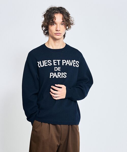 ABAHOUSE / アバハウス ニット・セーター | ジャガードロゴニット プルオーバー / オーバーサイズ / LE TRIO AB | 詳細11