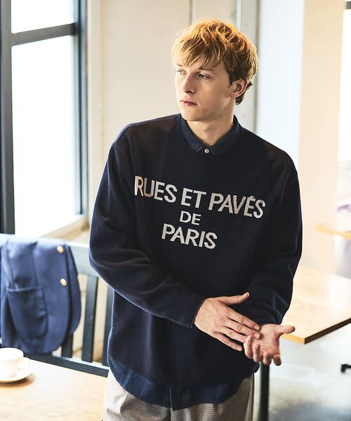 ABAHOUSE / アバハウス ニット・セーター | ジャガードロゴニット プルオーバー / オーバーサイズ / LE TRIO AB | 詳細15