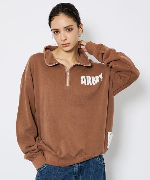 ABAHOUSE/アバハウス 【JOHNBULL/ジョンブル】ARMY スウェットハーフジップ /プルオーバー ブラウン L ABAHOUSE/アバハウス 【JOHNBULL/ジョンブル】ARMY スウェットハーフジップ /プルオーバー ブラウン L