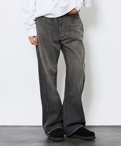 ABAHOUSE / アバハウス デニムパンツ | 【Johnbull／ジョンブル】ガーメントダイ フレアワイドパンツ／セットアップ