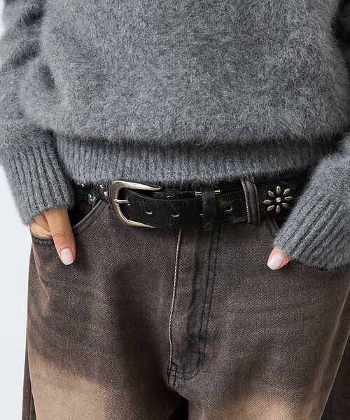 ABAHOUSE / アバハウス ベルト・サスペンダー | 【ウエスタン スタッズ レザー ベルト】35mm black Studded b | 詳細2