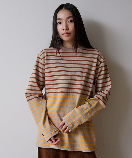 ABAHOUSE / アバハウス Tシャツ | BARBARIAN 12ozHEAVY WEIGHT CREW LONG/ボーダ(レッド系その他1)