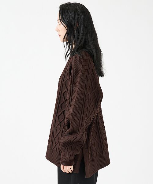 ABAHOUSE / アバハウス ニット・セーター | 【FORTUNA/フォルトゥナ】ECOTEC-Knit/ケーブル柄ニットプルオー | 詳細3