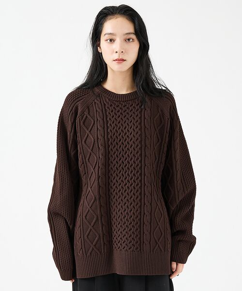 ABAHOUSE / アバハウス ニット・セーター | 【FORTUNA/フォルトゥナ】ECOTEC-Knit/ケーブル柄ニットプルオー | 詳細4