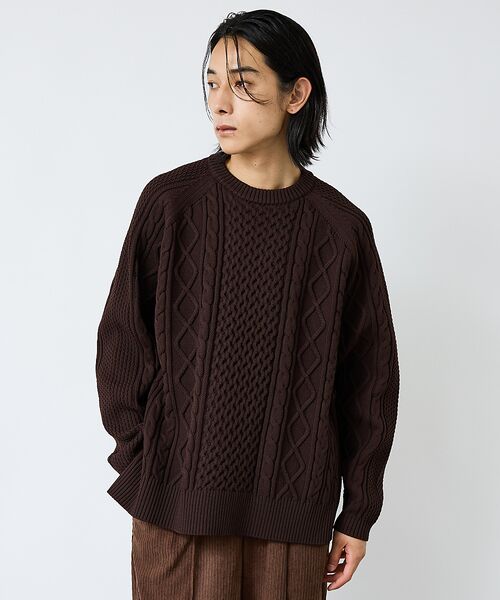 ABAHOUSE / アバハウス ニット・セーター | 【FORTUNA/フォルトゥナ】ECOTEC-Knit/ケーブル柄ニットプルオー | 詳細9