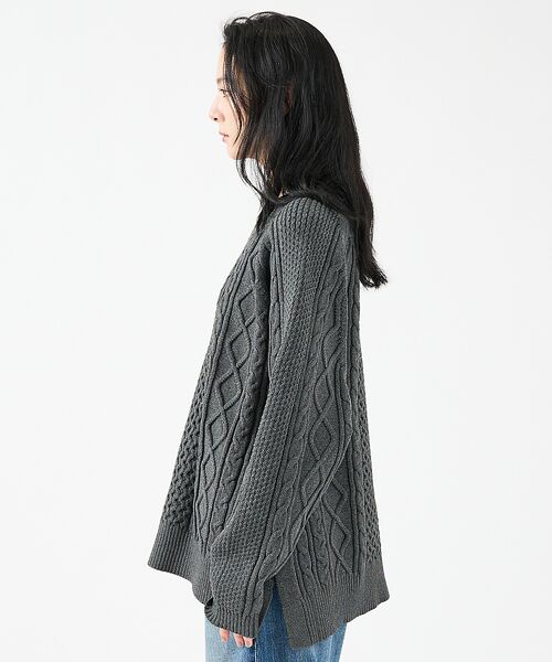 ABAHOUSE / アバハウス ニット・セーター | 【FORTUNA/フォルトゥナ】ECOTEC-Knit/ケーブル柄ニットプルオー | 詳細15