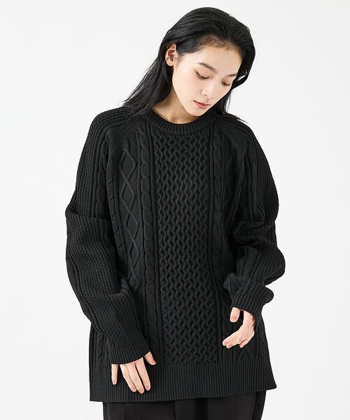 ABAHOUSE / アバハウス ニット・セーター | 【FORTUNA/フォルトゥナ】ECOTEC-Knit/ケーブル柄ニットプルオー | 詳細25