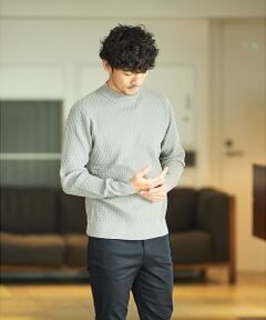 ABAHOUSE / アバハウス ニット・セーター | 【ハイストレッチ】ブロックチェック ジャガード モックネックニット